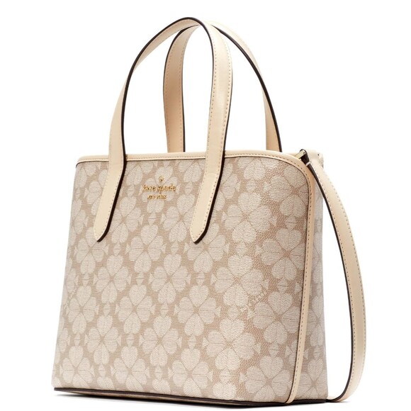 New Kate Spade Spade Flower Small Tote Dark Beige Multi - Picture 3 of 5